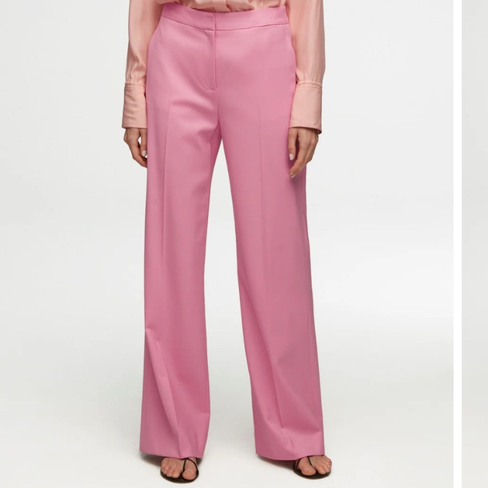 Argent Bubblegum Pink Wide Leg Trouser in Seasonless Wool 2
